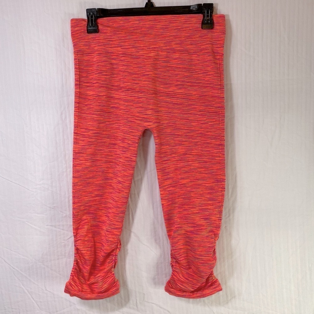 Badgley Mischka Sport Cropped Leggings Orange Ruched Sz M / L